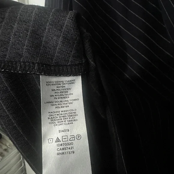 Ann Taylor Navy Blue Pinstripe Wrap-Style Long Sleeve Top - Picture 5 of 6